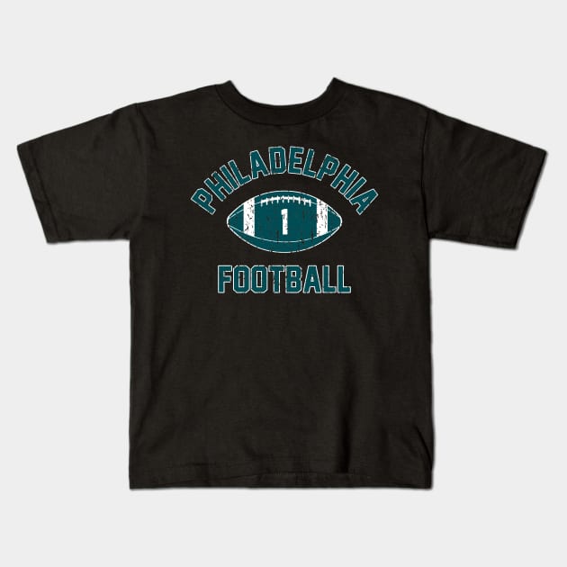 Retro Philadelphia Football Distressed Logo Kids T-Shirt by Double-Double Designs